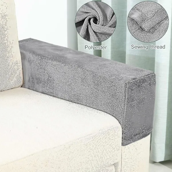 DMstore Soffor>2 st Universal Soffa Armstödsöverdrag Elastiskt Armstödsskydd Enfärgad Armstödsskyddstyg (grå)BY