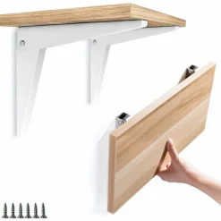 Hyllor>2 st Vikbara Väggfästen, Hyllfästen Metall Vikbara Hyllfästen Garage Stöd Vikbart Fäste DIY Hyllsystem, Vit 8"/200mm