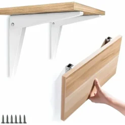 AIZHENCHEN Hyllor>2 st Vikbara Väggfästen, Hyllfästen Hyllstöd Metall Vikbart Fäste Garagefäste DIY Vikbar Hylla, Vit 8"/200mm