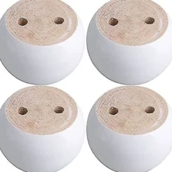 Pallar>4 st vita trärunda möbelbunfötter 2 tum höga ersättning massivt trä