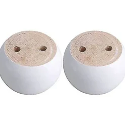 Pallar>4 st vita trärunda möbelbunfötter 2 tum höga ersättning massivt trä