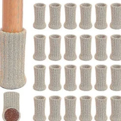 Stolar>24 stolar strumpor, halkfria stickade högelastiska möbelbensstrumpor, golvskydd svarta