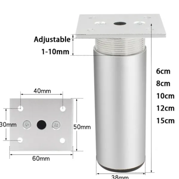 Stolar>4 st/set Metallben Möbelben SVARTA 6 CM 6cm