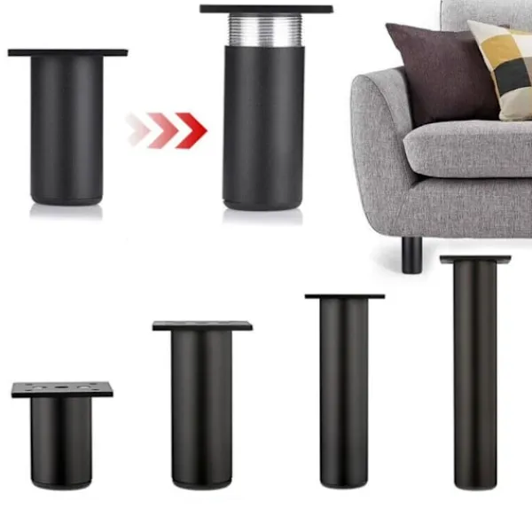 Stolar>4 st/set Metallben Möbelben SVARTA 6 CM 6cm