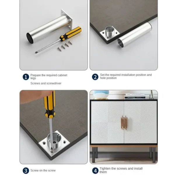 Stolar>4 st/set Metallben Möbelben SVARTA 6 CM 6cm