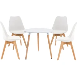 BellaFurn Matgrupper>5 -Stycke matsalsset - Middagset - Bekvämt ryggstöd, Ø 80 cm