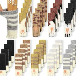 unbranded Stolar>36 stycken (9 set) kattstolsstrumpor kattpåtassar stolsbensstrumpor kattmöbler strumpor stickade möbler strumpor