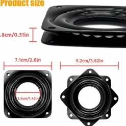 Balkongmöbler>4 stycken fyrkantig svängskiva vridskiva lager rullsvängplatta metall vridbar platta fyrkantig vridbar skivspelare (svart)