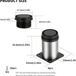 DAO Småbord>4 Stycken Justerbara Möbelben, Justerbart Bordsben i Metall, Köksmöbelben, Möbelben Skåp Hyllor Bord Rostfritt [DB]