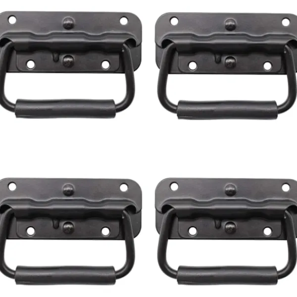 Kistor & Koffertar>4 stycken lådhandtag, hopfällbart handtag i metall, svart lådhandtag, fjäderhandtag, ersättningshandtag för verktygslåda eller förvaringslåda