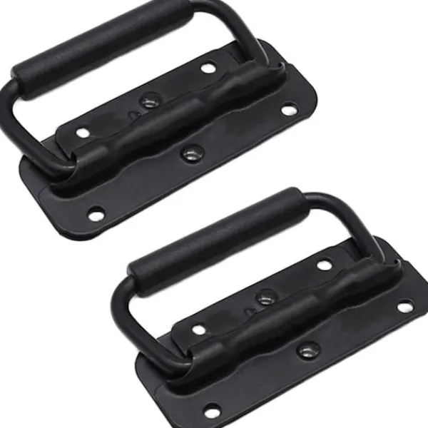 Kistor & Koffertar>4 stycken lådhandtag, hopfällbart handtag i metall, svart lådhandtag, fjäderhandtag, ersättningshandtag för verktygslåda eller förvaringslåda