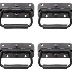 Kistor & Koffertar>4 stycken lådhandtag, hopfällbart handtag i metall, svart lådhandtag, fjäderhandtag, ersättningshandtag för verktygslåda eller förvaringslåda