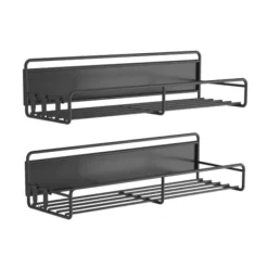 Hyllor>(2 stycken) Magnetisk kylskåpshylla, magnetiskt kryddställ för kylskåp (Svart)