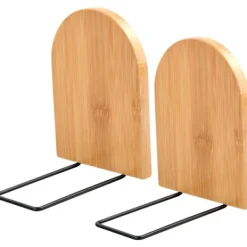 Hyllor>2 stycken träbokstöd, halkfria bokstöd, bokblock, bokhylla