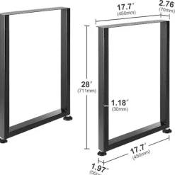 Matbord>28 tum justerbara möbelben, bordsben set om 2 för DIY, maxlast 454 kg, svart
