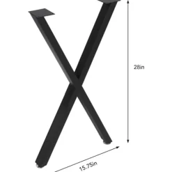 Matbord>28 tum X-formade metallbordsben för matbord, industriell stil, med justeringsdynor, matt svart KLB