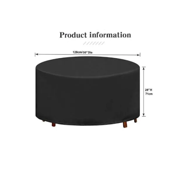 9484896357638 Sittpuffar>128 x 71 cm runt trädgårdsbordsskydd, vattentätt trädgårdsmöbelskydd, 210D Oxford-tyg runt utomhusbordsskydd