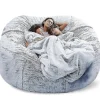 NICEGOU Sittsäckar>(135 x 65cm-snökaffe) Lazy Soffa Sittsäck Konstgjord Päls Sittsäck (endast sittsäckar)