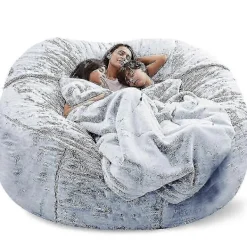 GIFT OF G Sittsäckar>(135 x 65cm-svart) Lazy Soffa Sittsäck Konstgjord Päls Sittsäck (endast sittsäckar)