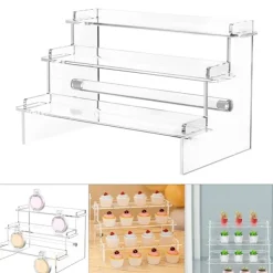 Hyllor>Akryl Displayställ Hylla 3 Våningar Stegsförvaring Rack för Cupcake Smycken Parfymer Organizer Display Hylla Ställ