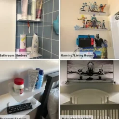 Hyllor>Akryl Flytande Vägghyllor Set om 2, Skadesfri Utvidgning av Väggyta, Liten Visningshylla för Smarthögtalare/Actionfigurer med Kabelklämmor Vit | Fyndiq