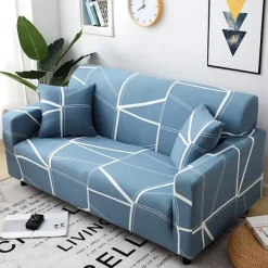 Soffor>Allomfattande universellt sofföverdrag elastiskt tryckt överdrag soffkudde överdrag 2-sits enkla linjer
