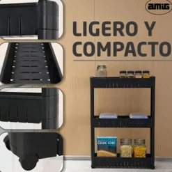 Hyllor>AMIG | Förvaringsvagn BÖKEN | 54 x 12 x 78 cm | Svart