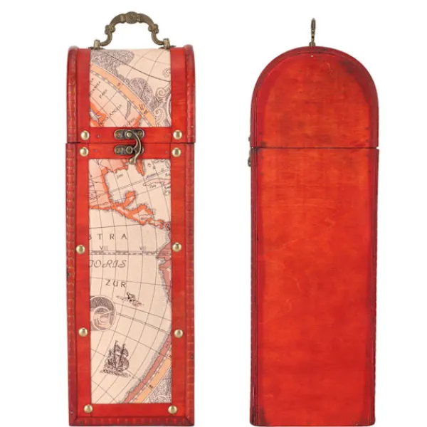 Kistor & Koffertar>Antik Kartvinlåda Vintage Trä Dekorativ Presentförpackning med Lockhandtag för Kartälskare