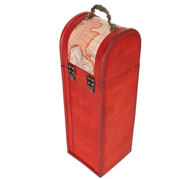 Kistor & Koffertar>Antik Kartvinlåda Vintage Trä Dekorativ Presentförpackning med Lockhandtag för Kartälskare