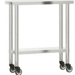 vidaXL Köksö>Arbetsbord med hjul 82,5x30x85 cm rostfritt stål