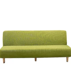 Soffor>Armlöst sofföverdrag 3-sits enfärgat tjockt vattentätt stretchigt elastiskt sofföverdrag för fällbara soffor och bäddsoffor. (Grön)