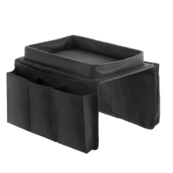 Soffbord>Armstödsbricka med 6 sidofack - Svart, Soffbordsorganisatör, Vikbar och bärbar