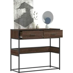 vidaXL Småbord>Avlastningsbord brun ek 90x35x80 cm konstruerat trä