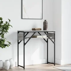 vidaXL Småbord>Avlastningsbord med hylla grå sonoma 75x30x75cm konstruerat trä