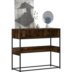 vidaXL Småbord>Avlastningsbord rökfärgad ek 90x35x80 cm konstruerat trä