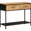 vidaXL Småbord>Avlastningsbord 100x35x76 cm massivt mangoträ och järn