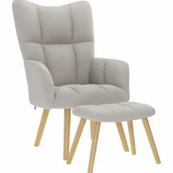 vidaXL Fåtöljer>Avslappnande stol med fotpall molngrått tyg