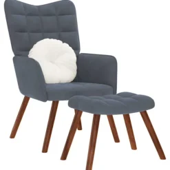 vidaXL Fåtöljer>Avslappningsfåtölj med pall mörkgrå sammet