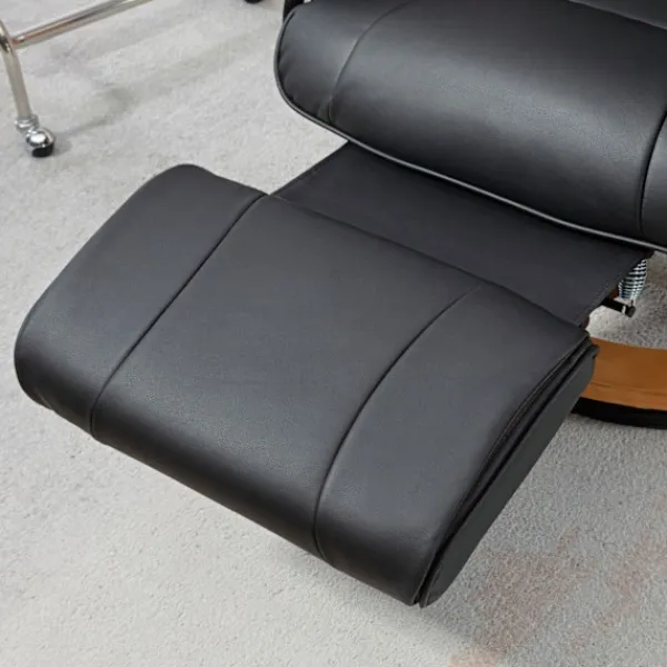 Northio Fåtöljer>Avslappningsfåtölj vridbar tv-fåtölj med liggfunktion och fotstöd kan rymma upp till 150 kg, tv-fåtölj av konstläder i svart för vardagsrum