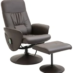 Northio Fåtöljer>Avslappningsstol Med Fotpall Förvaringsutrymme Massagestol Tv-Stol Fåtölj Ergonomisk Stol Med 10 Vibrationspunkter Konstläder Brun 76X81X105 Cm