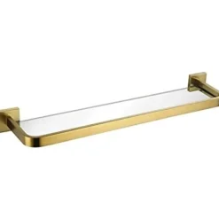 Hyllor>Badrumshylla i glas, guldram, väggmonterad, 30 cm, guldhylla för badrumsförvaring