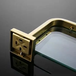 Hyllor>Badrumshylla i glas, guldram, väggmonterad, 30 cm, guldhylla för badrumsförvaring