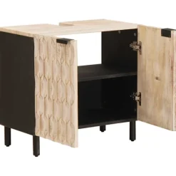 vidaXL Skåp>Badrumsskåp med handfat Vit 62 x 33 x 58 cm Massivt mangoträ