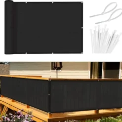 Balkongmöbler>Balkong Sekretesskydd Vind- och UV-skydd, 90 x 300 cm, svart