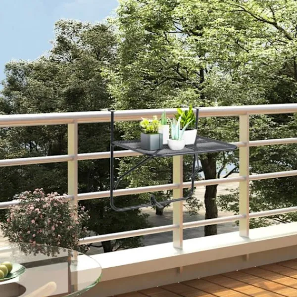 vidaXL Balkongmöbler>Balkongbord svart 60x40 cm stål