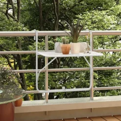 vidaXL Balkongmöbler>Balkongbord vit 60x40 cm stål