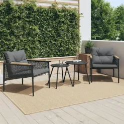 vidaXL Balkongmöbler>Balkonggrupp med dynor 4 delar svart stål