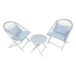 Home4You Balkongmöbler>Balkongset YOLANDA 2 stolar och bord, ljusgrå