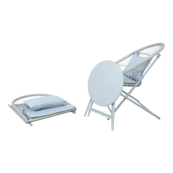 Home4You Balkongmöbler>Balkongset YOLANDA 2 stolar och bord, ljusgrå