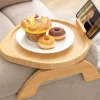 Småbord>Bambusoffa Armstöd Bord med Rotera Mobilhållare, Stabilt Soffa Armstöd, Klämma-På Soffa Bord för Breda Soffor